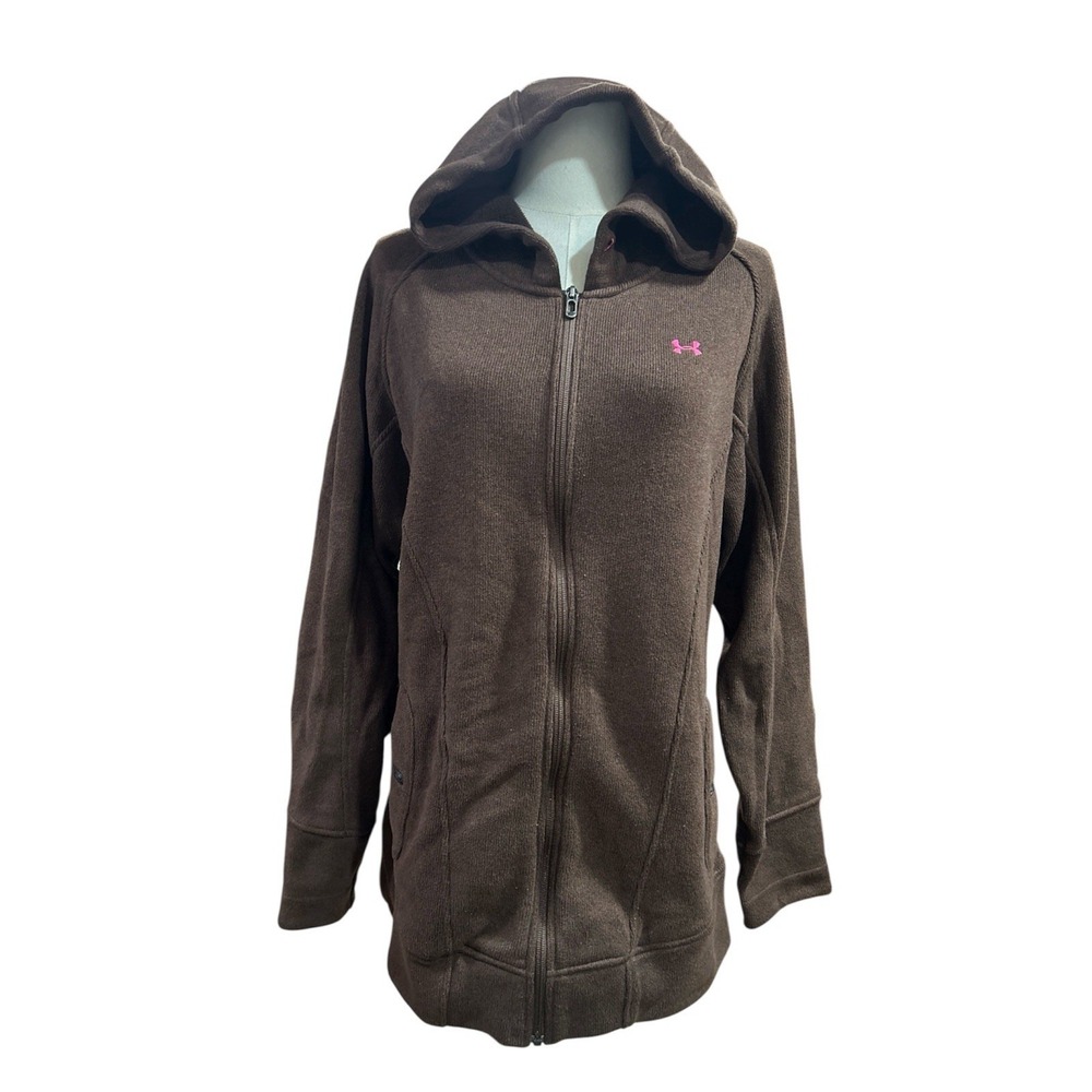 Under Armour Coldgear Women's Sweatshirt XL Brown Hoodie Full Zip Long Sleeve